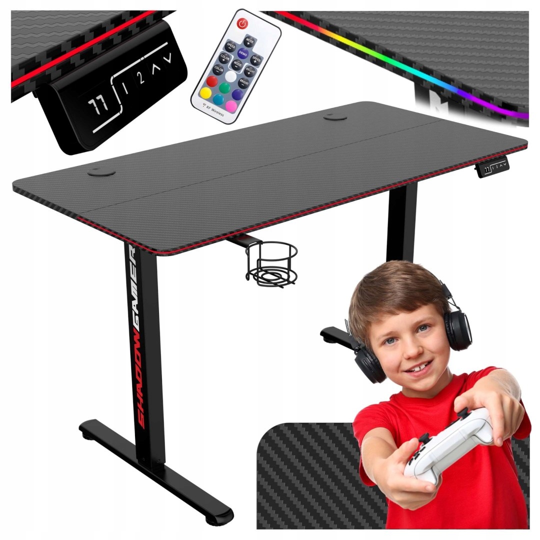 Biurko gamingowe Shadow Gamer elektryczne 2.0 Led Rgb 120 cm