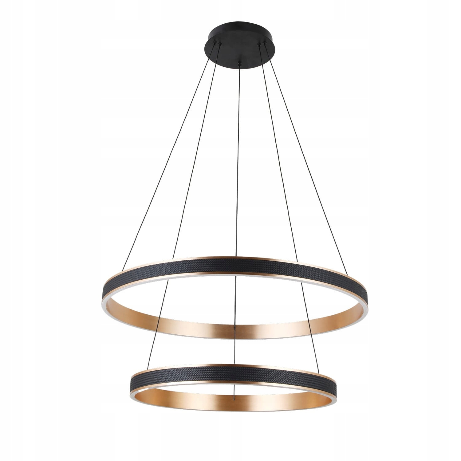 AZzardo Lampa wisząca z 2 czarno-złotymi ringami Led 86W do salonu