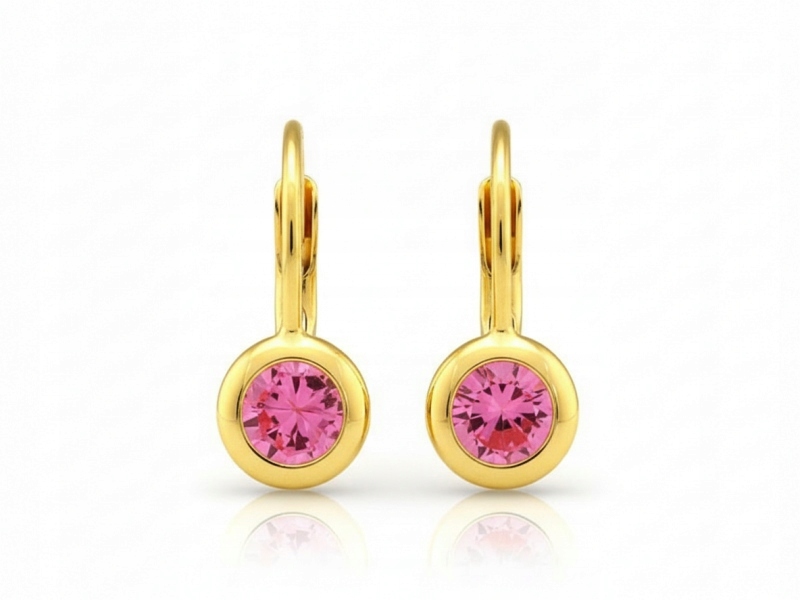 Dámské zlaté náušnice 585 s zirkonem na biglu, jemné a stylové, 1.36 g