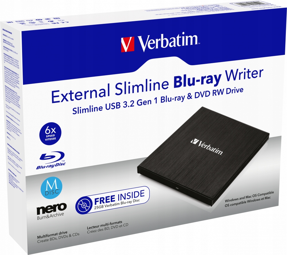 

Nagrywarka Verbatim Blu-ray Slimline Mdisc