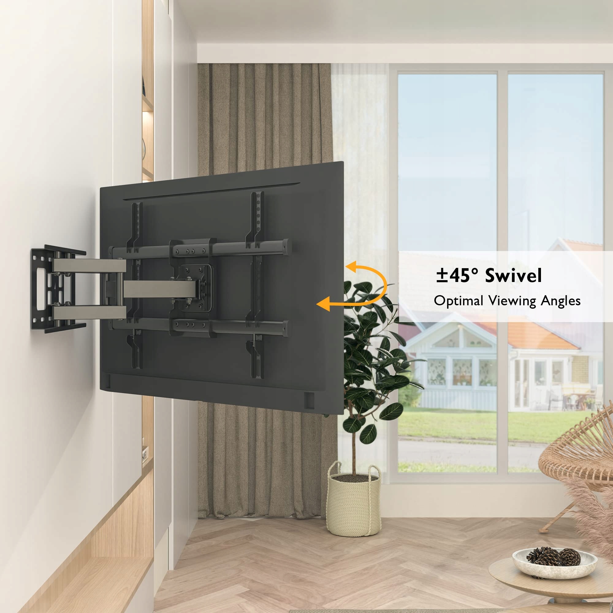 BONTEC Uchwyt TV 32-80 Cal Schwenkbar Neigbar Max 60kg VESA 600x400mm — miniatura 3