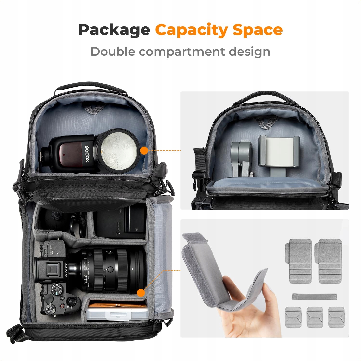 K&F CONCEPT Wodoodporna Torba Na Aparat Czarna Z Pokrowcem Na Deszcz — miniatura 3