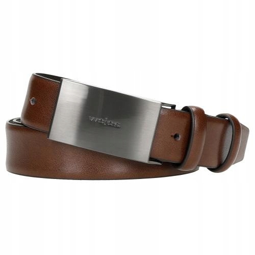 Elegantní hnědý kožený pásek s plnou přezkou vel. 110