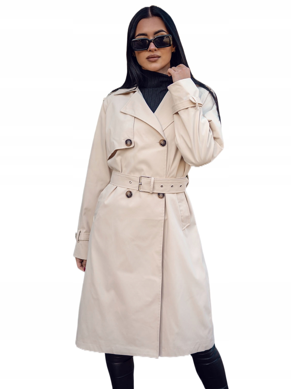 Dámský Kabát Dlouhý Prachový Trenčkot Béžový 11Z8190 Denley_xl