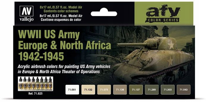 Vallejo: 71.625 Afv Us Army Evropa+severní Afrika 1942-1945 (8x17 ml)