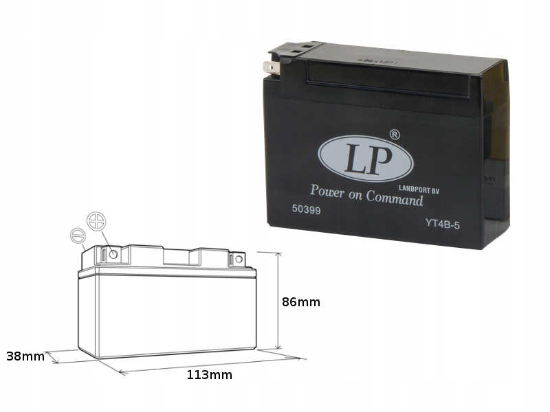 LANDPORT Akumulator SLA YT4B-5 2,5Ah 113x39x86 mm