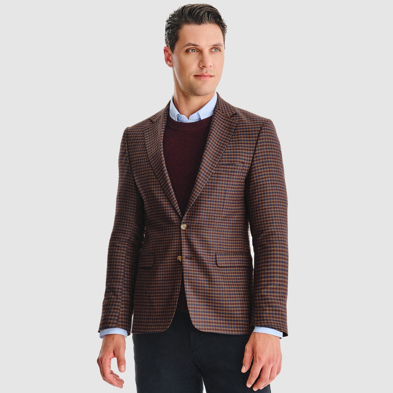 Pánská hnědá kostkovaná sako Slim Pako Lorente , vel 50