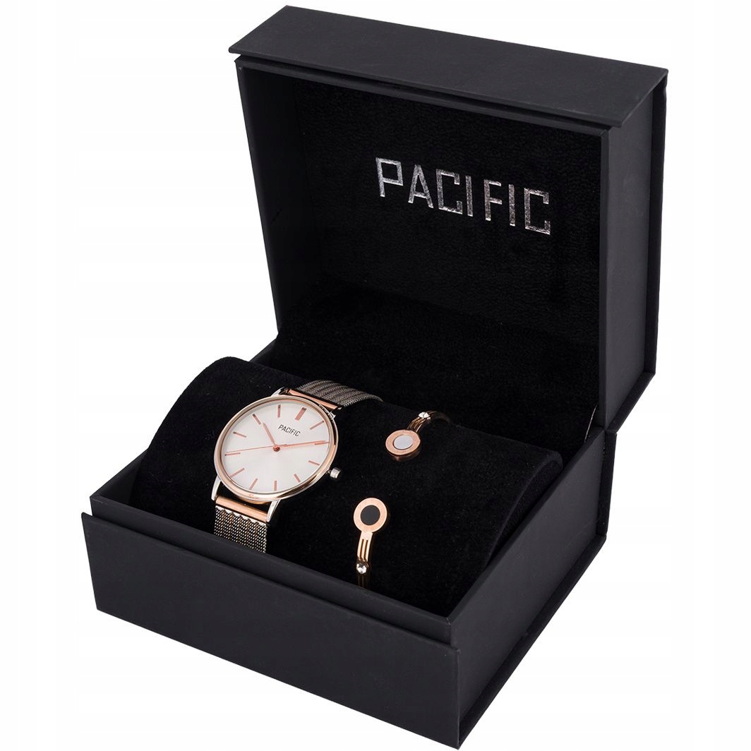 Pacific X6159-06 komplet růžovozlaté hodinky náramek elegantní sada