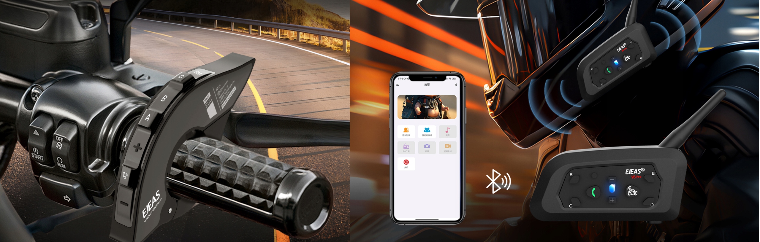 INTERKOM MOTOCYKLOWY EJEAS V6 PRO USB-C 2024 Bluetooth 5.1 na kask Czas ładowania 2.5 h