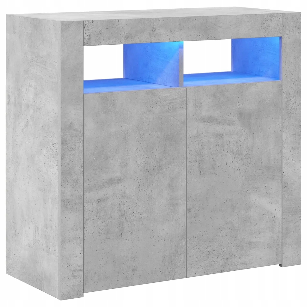 Minimalistická skříňka s Rgb Led osvětlením, šedá barva betonu, 80 x 35 x 75