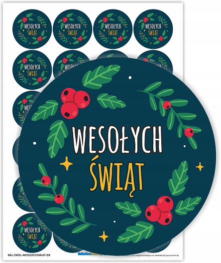 

Naklejki Świąteczne Wesołych Świąt Wieniec