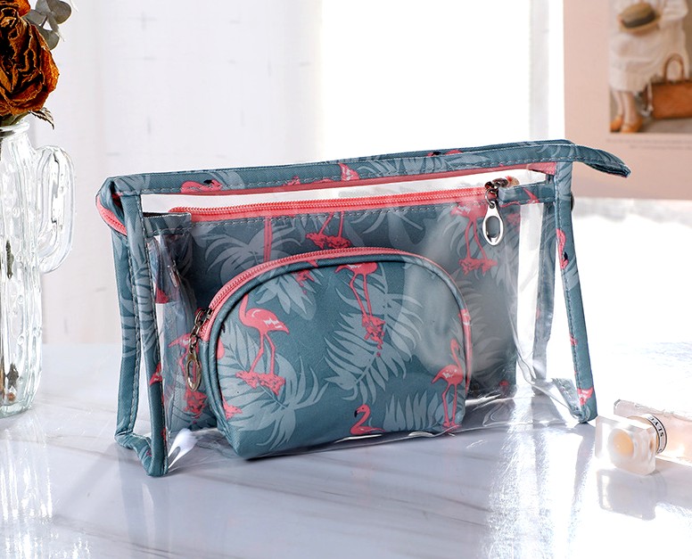 Zestaw Organizer Kosmetyczka Przezroczysta flaming Model 3059307334278