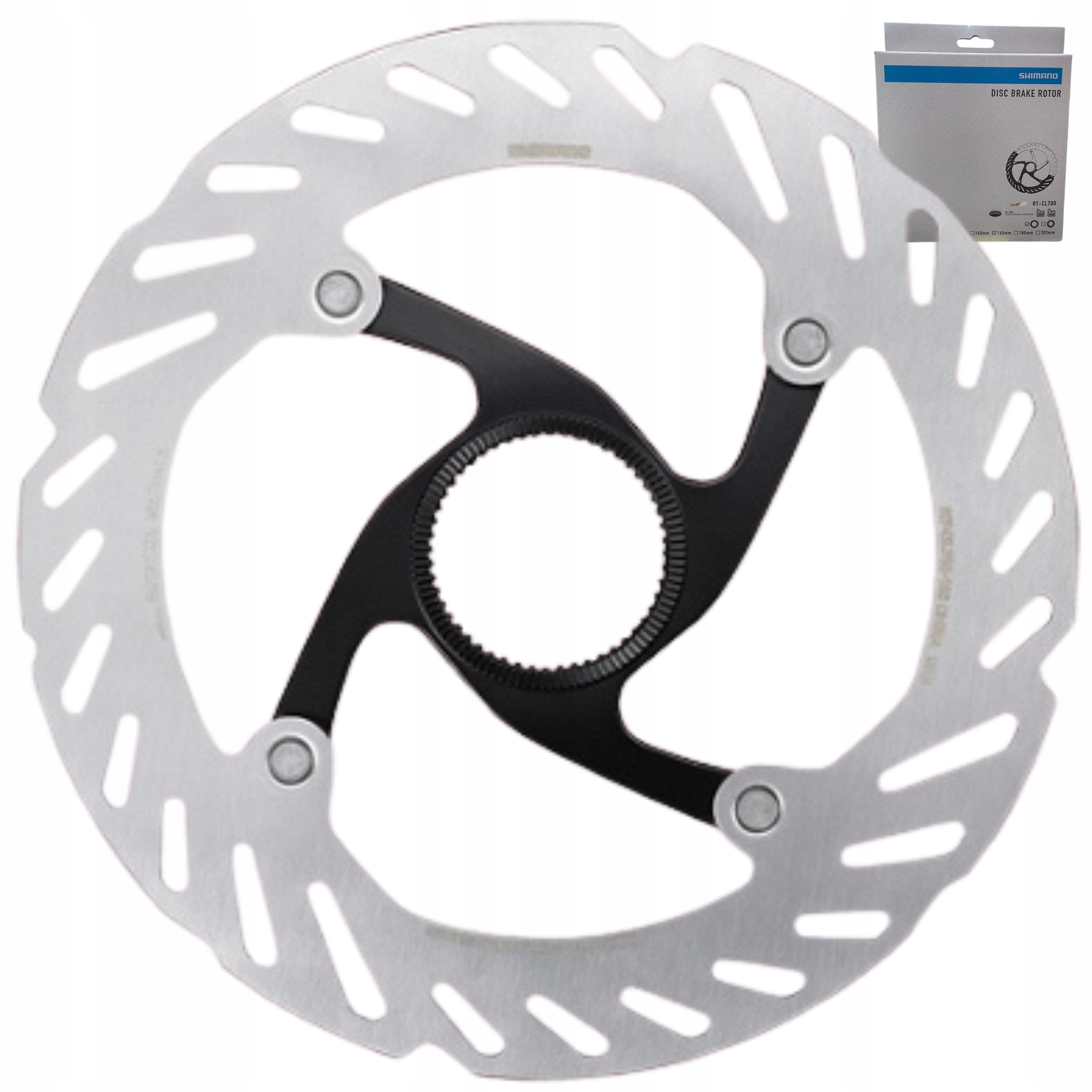 Tarcza hamulcowa rowerowa Shimano 105 RT-CL700 160 mm CL Center Lock Box