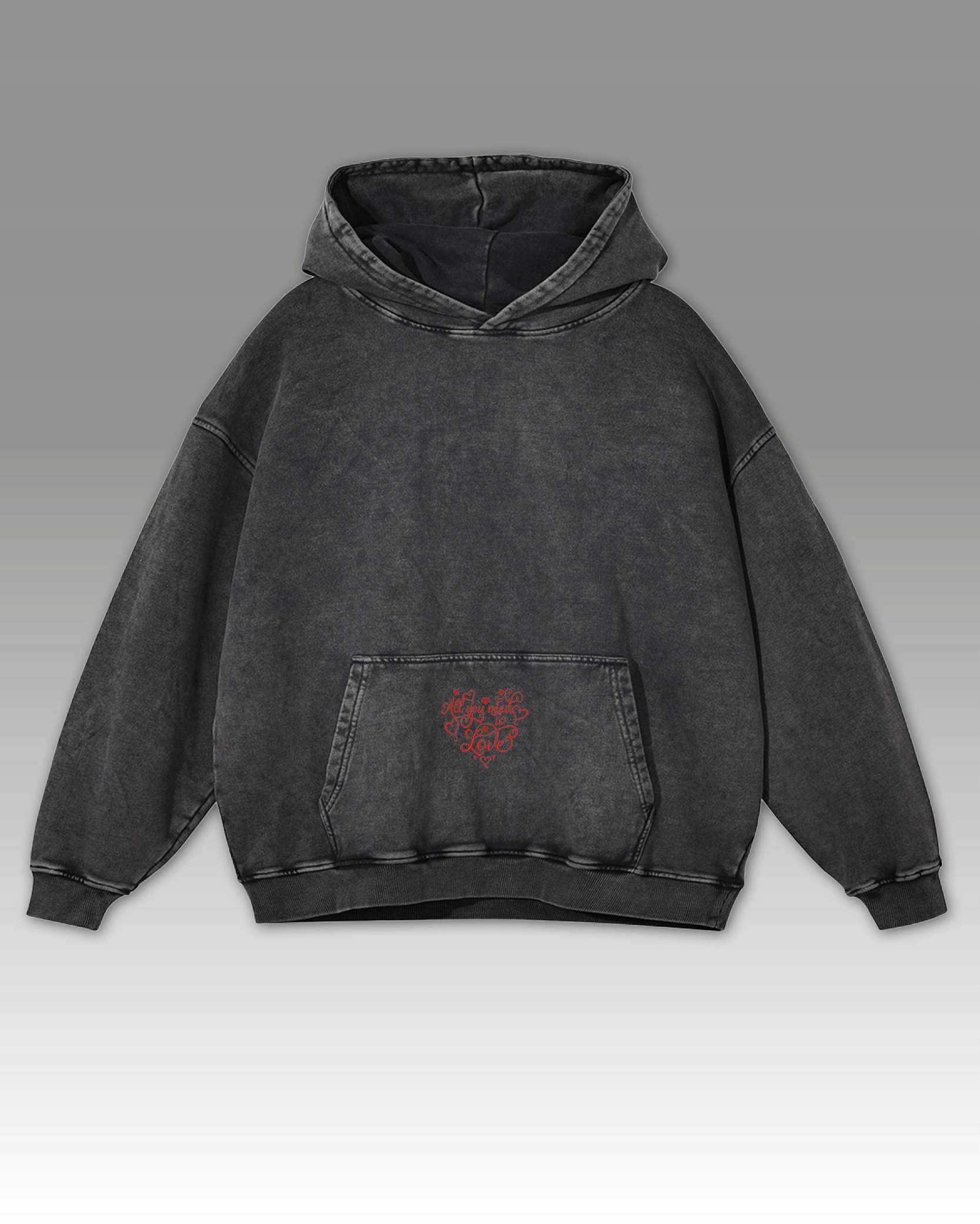 Mikina All You need is Love Haft Oversize Sprana Láska Valentýna Grafit L