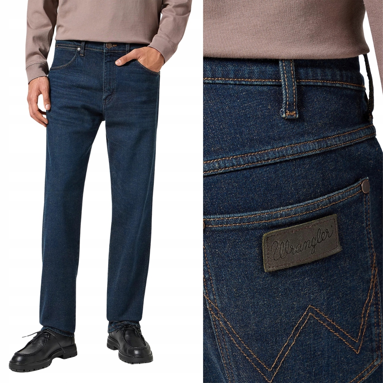 Wrangler Frontier Coal Dust jednoduché volné tmavě modré džínové kalhoty W32 L32