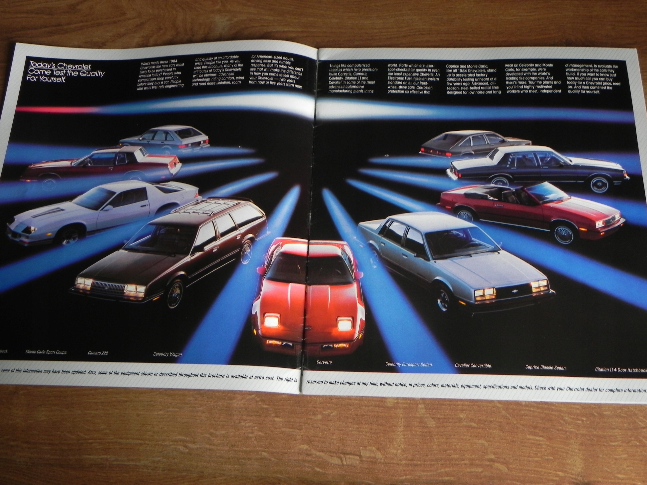 Chevrolet Caprice Monte Carlo Camaro Corvette Chevette - 1984 - USA