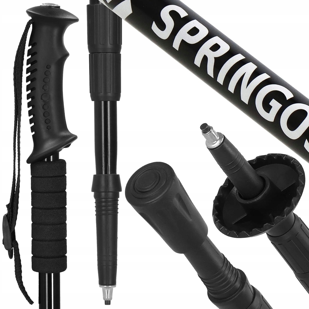 KIJKI NORDIC WALKING DO CHODZENIA KIJE TREKKINGOWE SKŁADANE ETUI ZESTAW Marka Springos