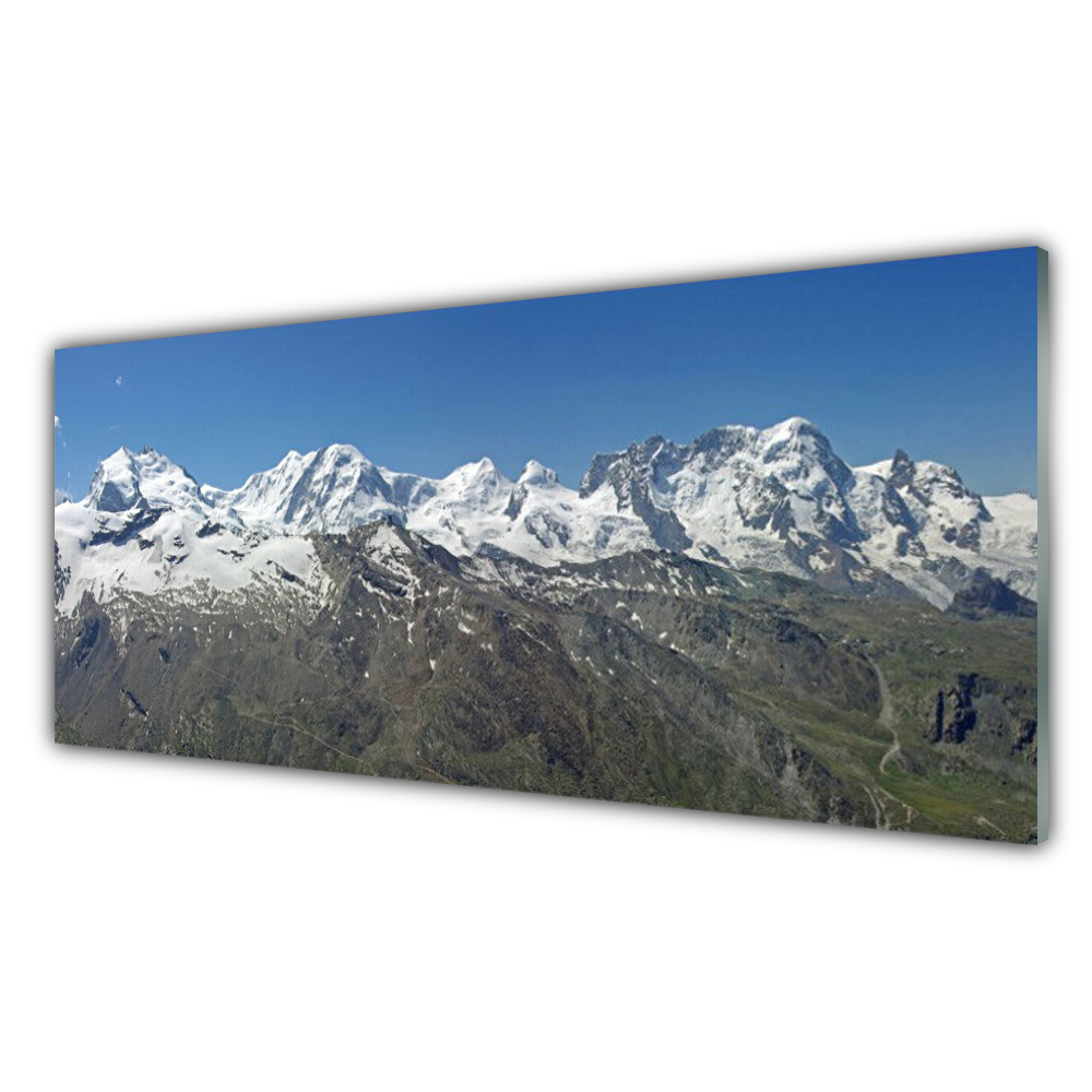 Akrylový obraz s grafikou 125x50 Hory Sníh Krajina