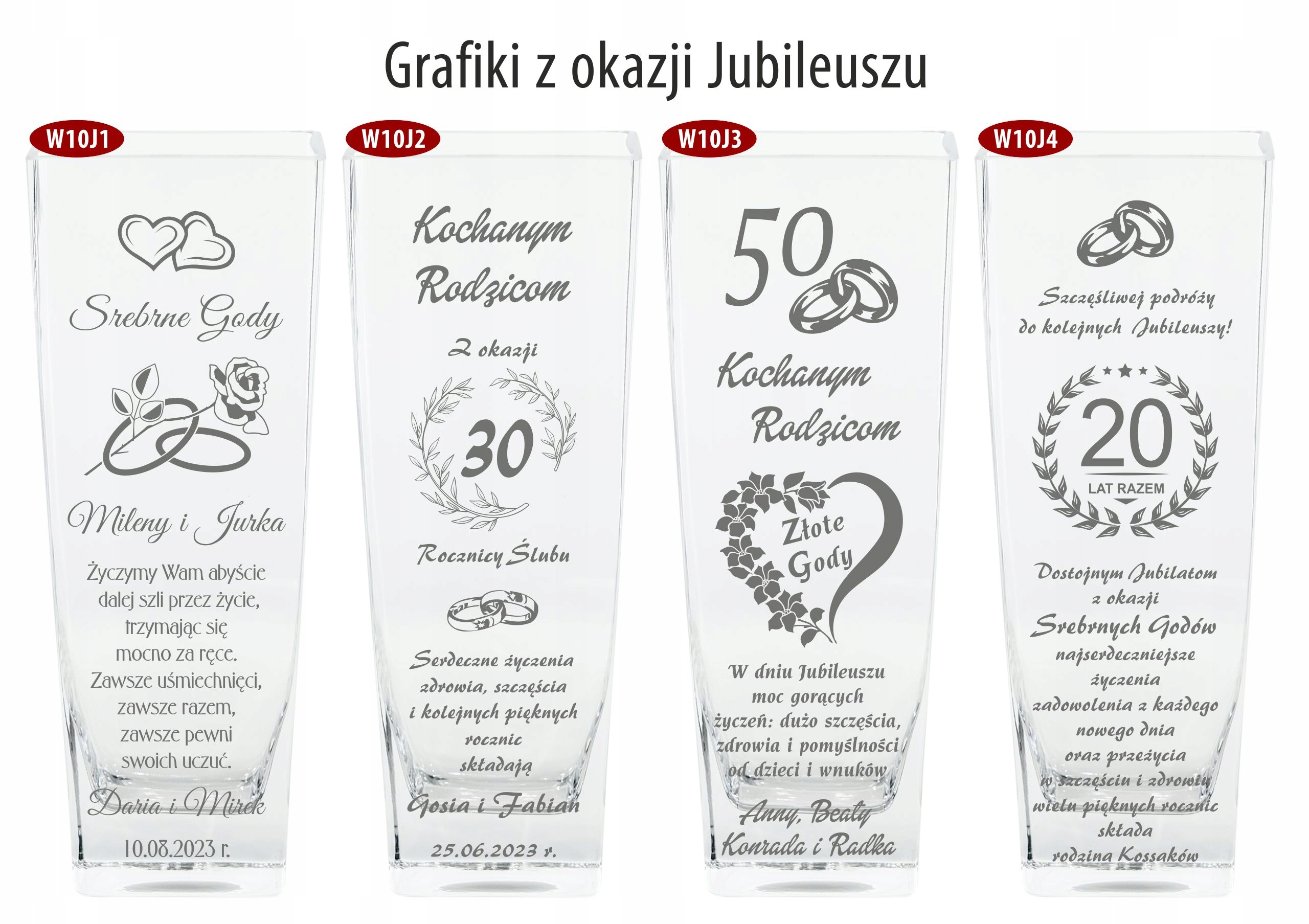 Wazon z GRAWEREM 35cm IMIENINY JUBILEUSZ ŚLUB W10 Marka Krosno
