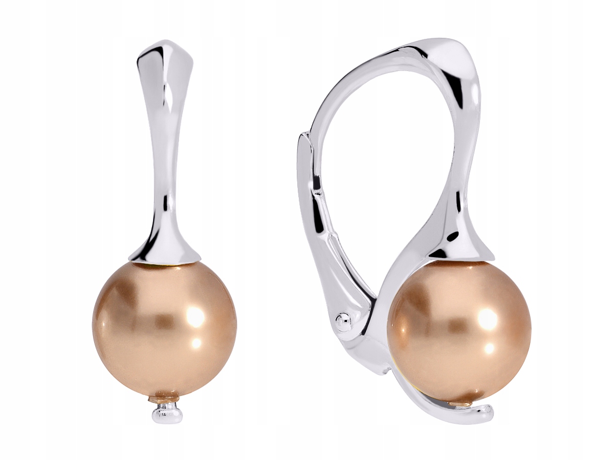 

Kolczyki srebrne 925 perła ciemno złota Swarovski