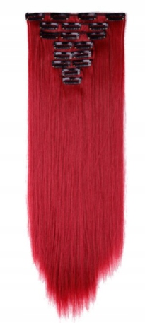 Doczepiane włosy clip in soczysta czerwień 60 cm