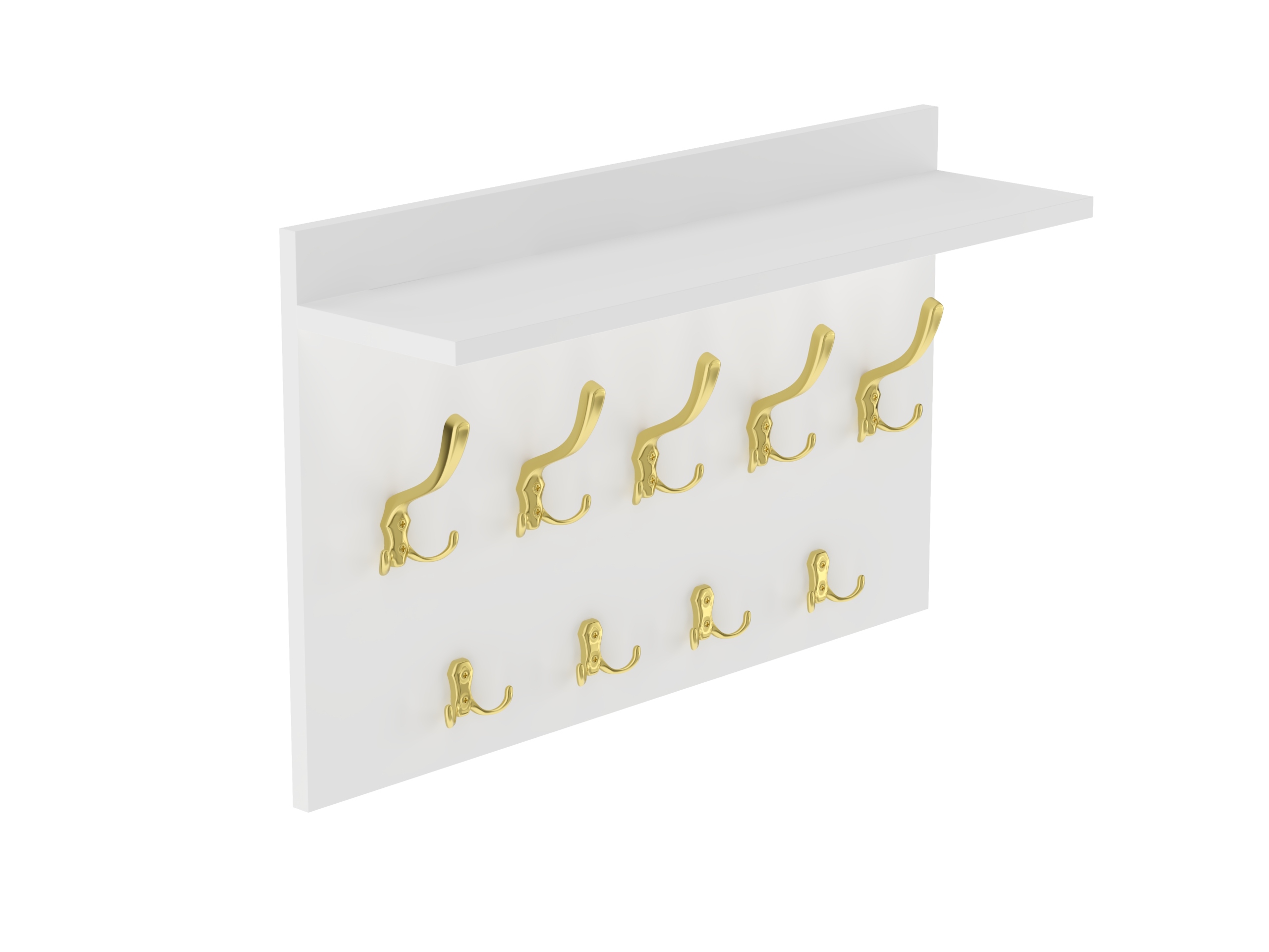 Nástěnný Věšák Bílý Mat Na Oblečení Do Předsíně Zlatý Háček 65x40 CM