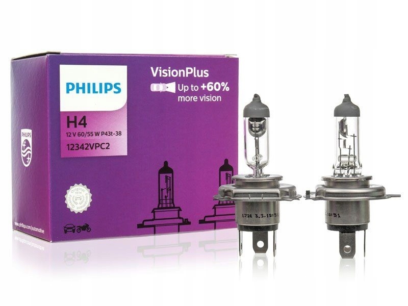 

Philips Vision Plus +60% H4 12V 60/55W P43T Box