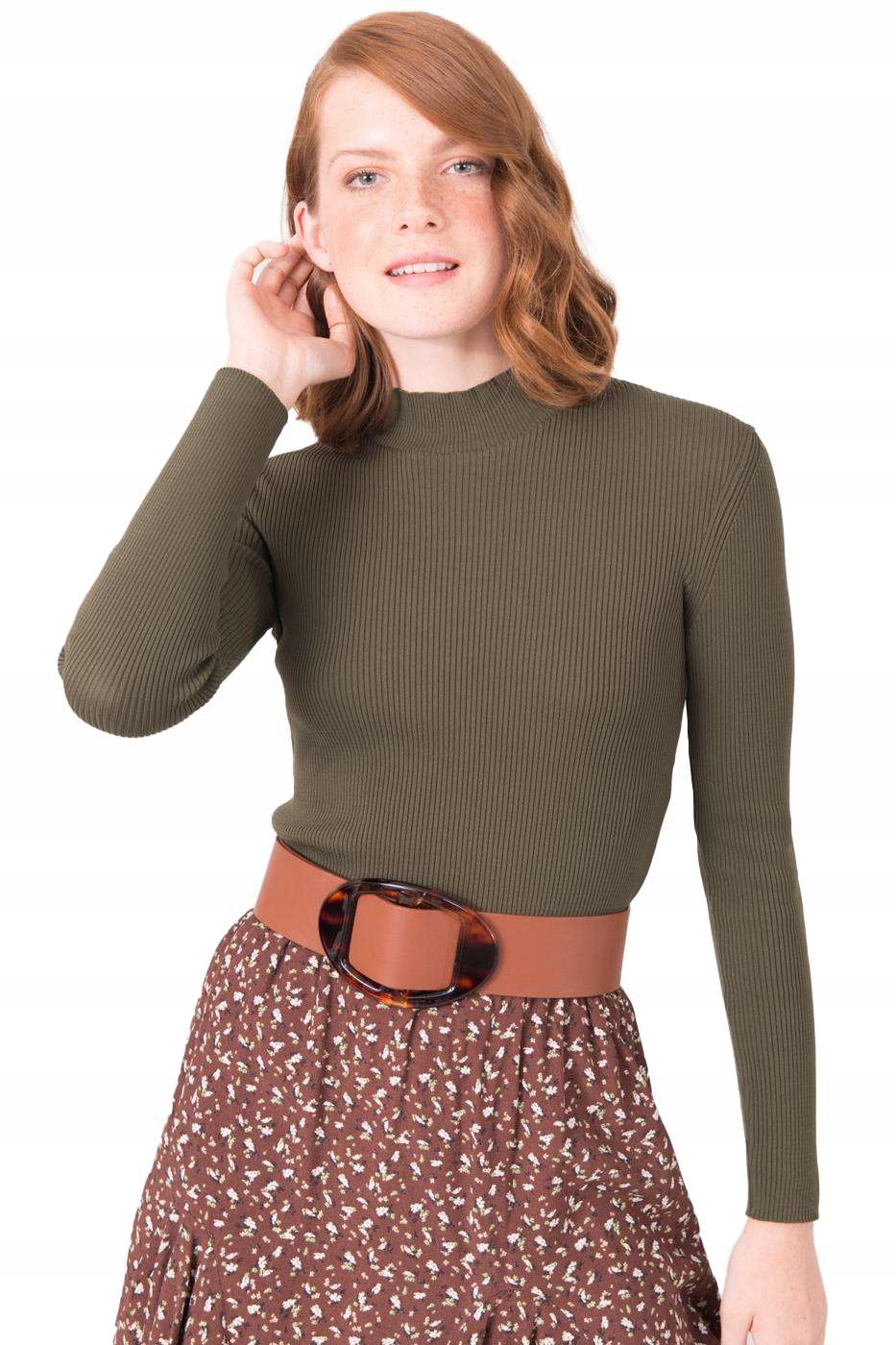 

Klasyczny Golf Damski Sweter prążkowany - Xs