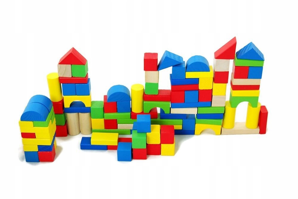 Drewniane klocki w wiaderku 100 elementów