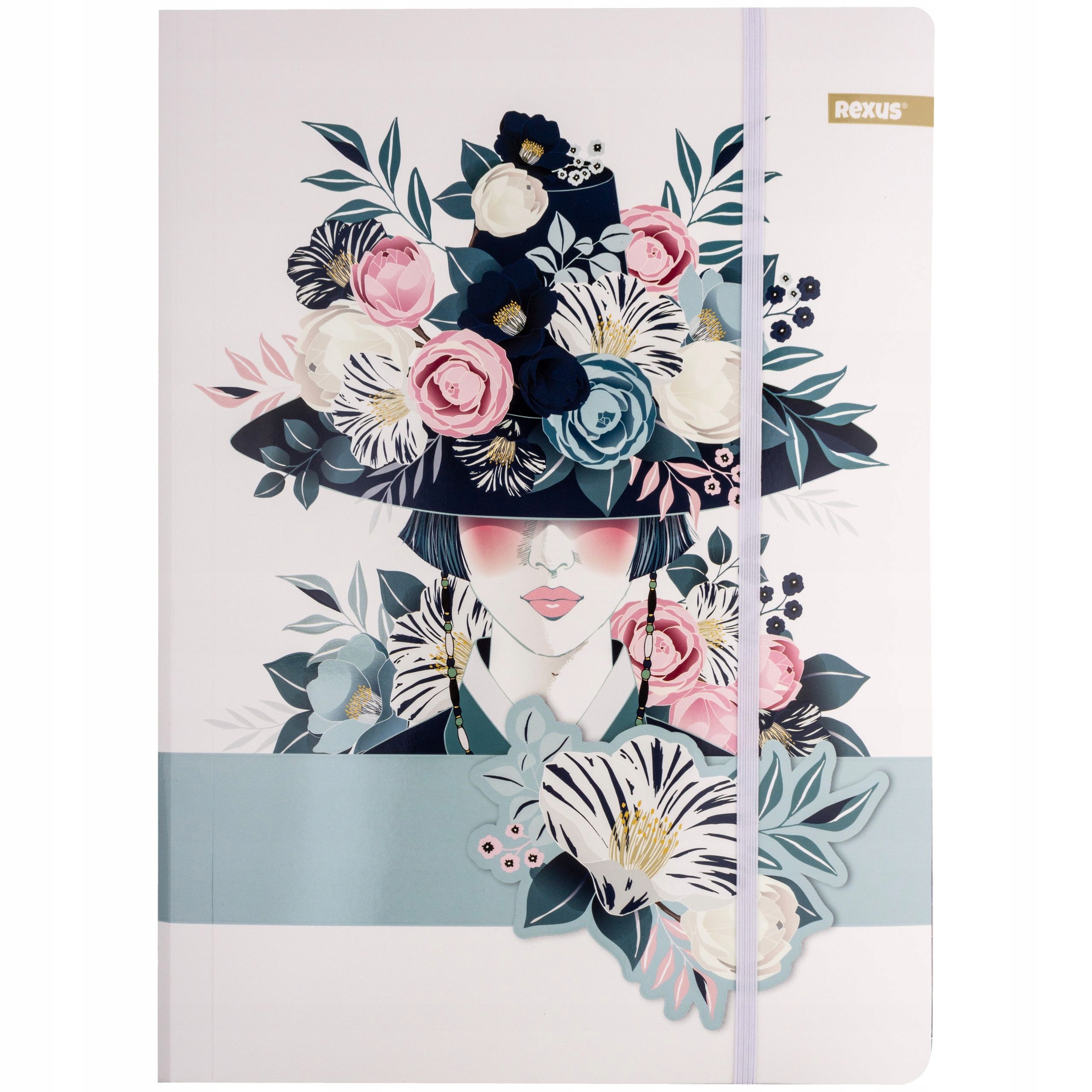 TECZKA SZKOLNA Z GUMKĄ FORMAT A4 REXUS KWIATY