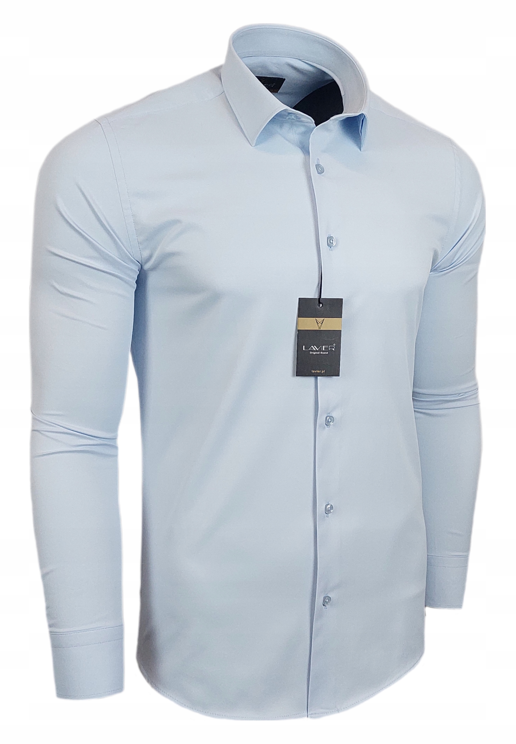 Koszula męska Błękitna dopasowana Lavier - SLIM FIT Bawełna Rozmiar M