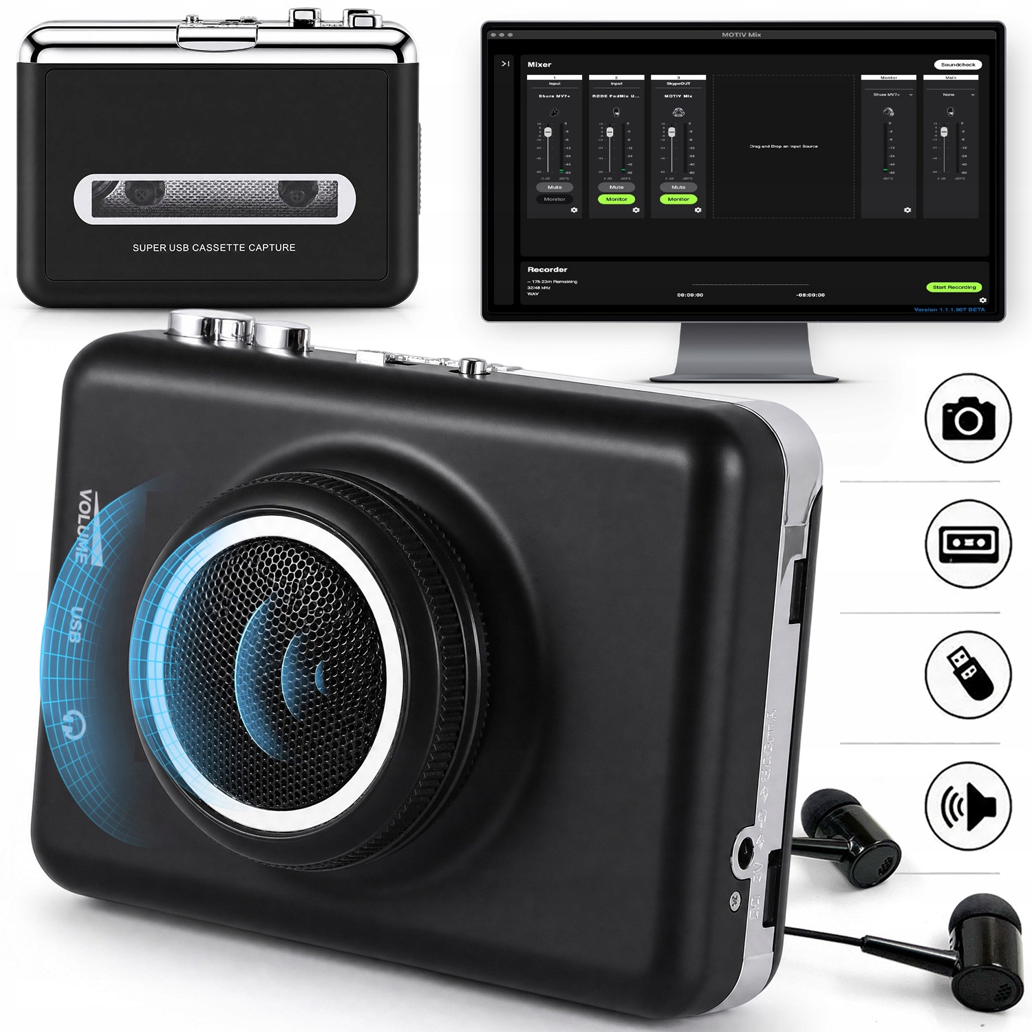Retro Walkman Převodník Kazet Na MP3 Přes Drátová Sluchátka Přenosný