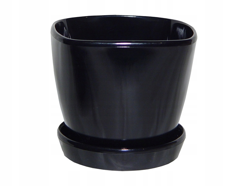 

Doniczka Marcel z podstawką czarna błysk 14,5cm