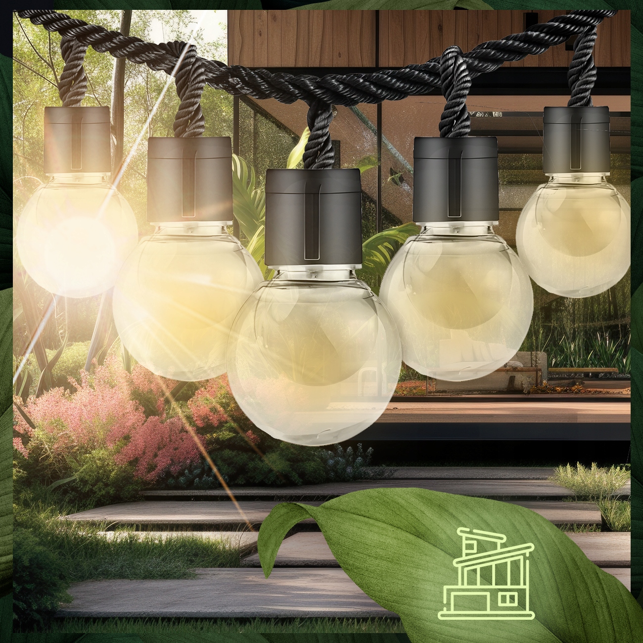 GIRLANDA SOLARNA OGRODOWA ŚWIETLNA XXL 20 ŻARÓWEK NA BALKON KULKI ŁAŃCUCH Długość 450 cm