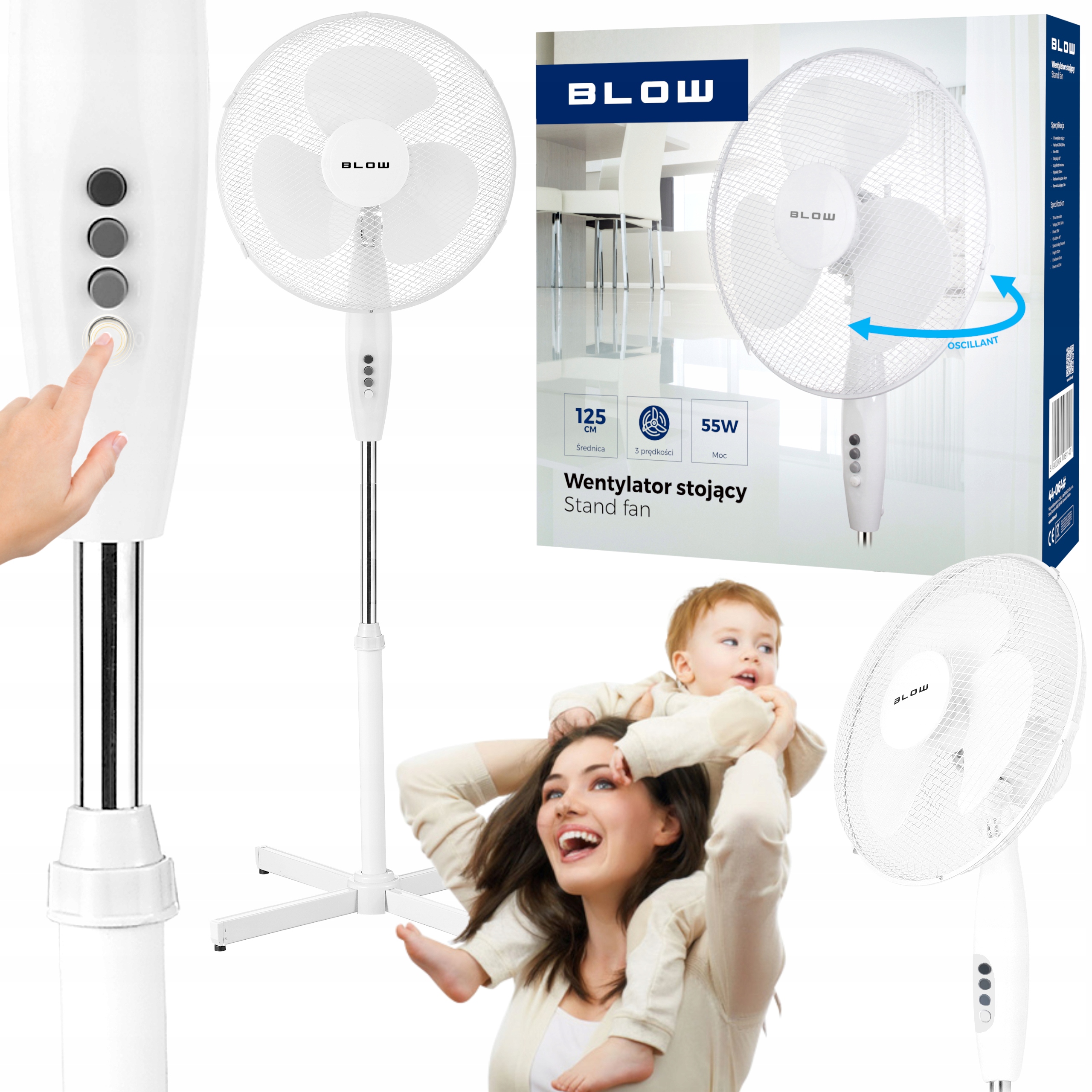 OUTLET WIATRAK WENTYLATOR PODŁOGOWY STOJĄCY MOCNY