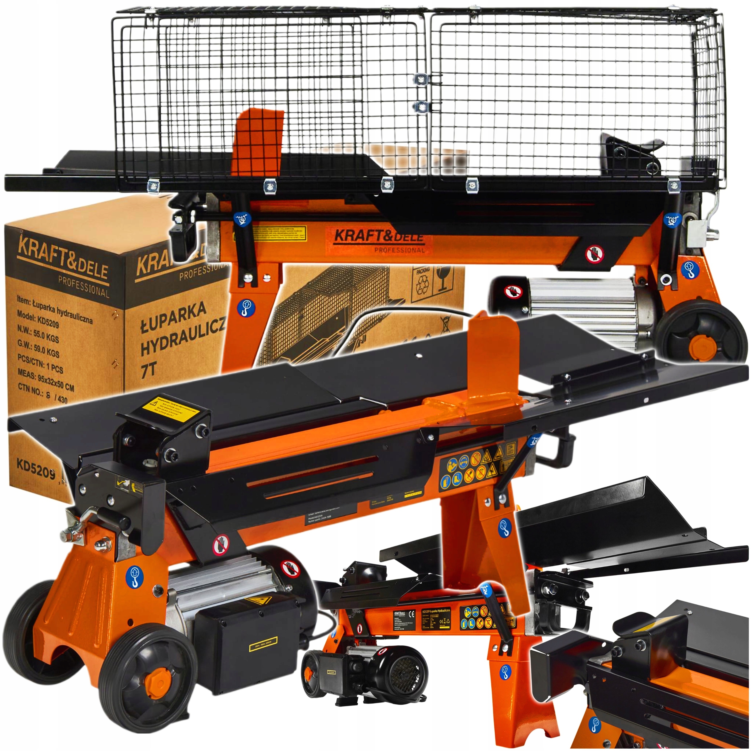 Štěpkovač Na Dřevo Hydraulický Horizontální 7 Tun 2500 W Silný Štípač