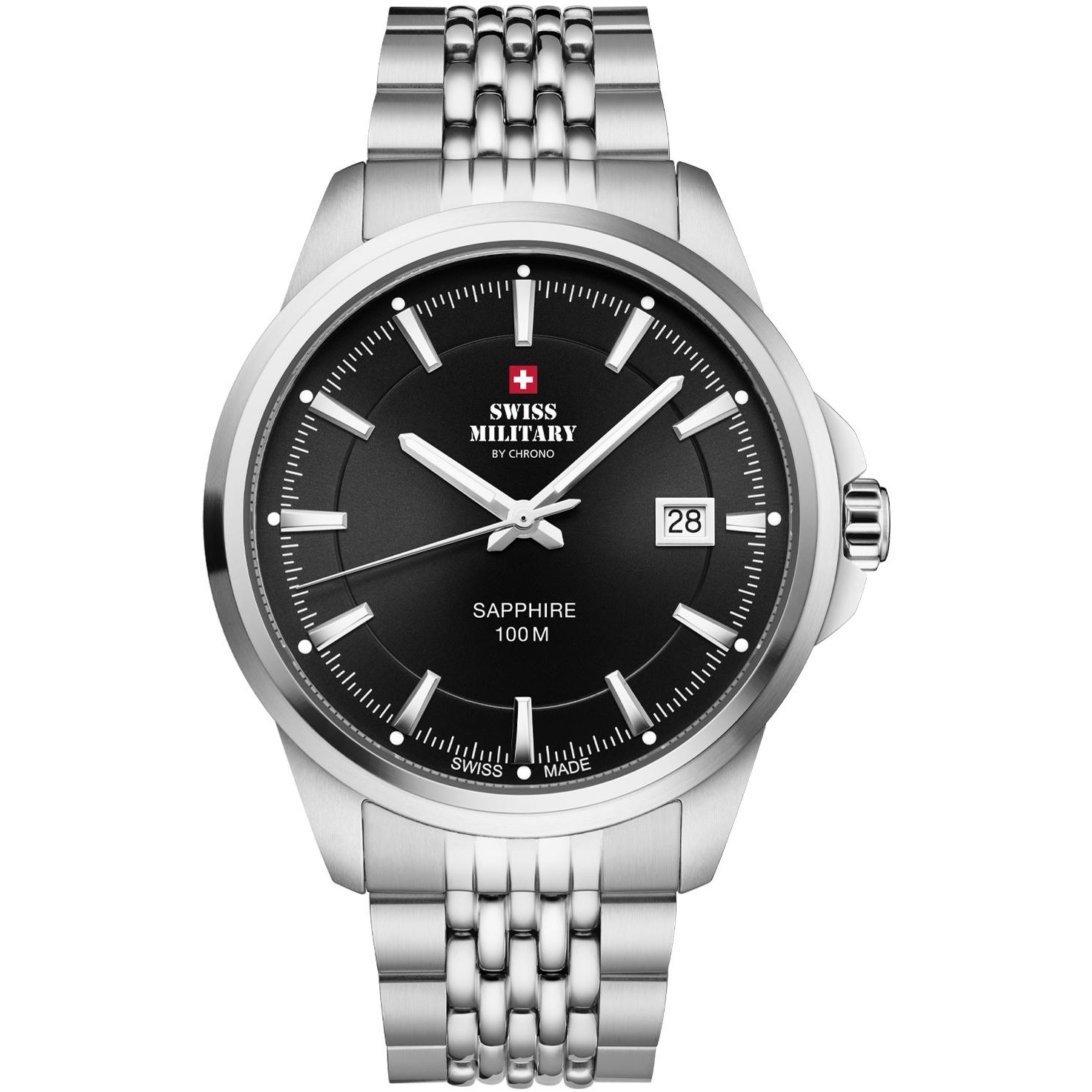 Pánské Hodinky Swiss Military by Chrono SM34104.01 stříbrný náramek