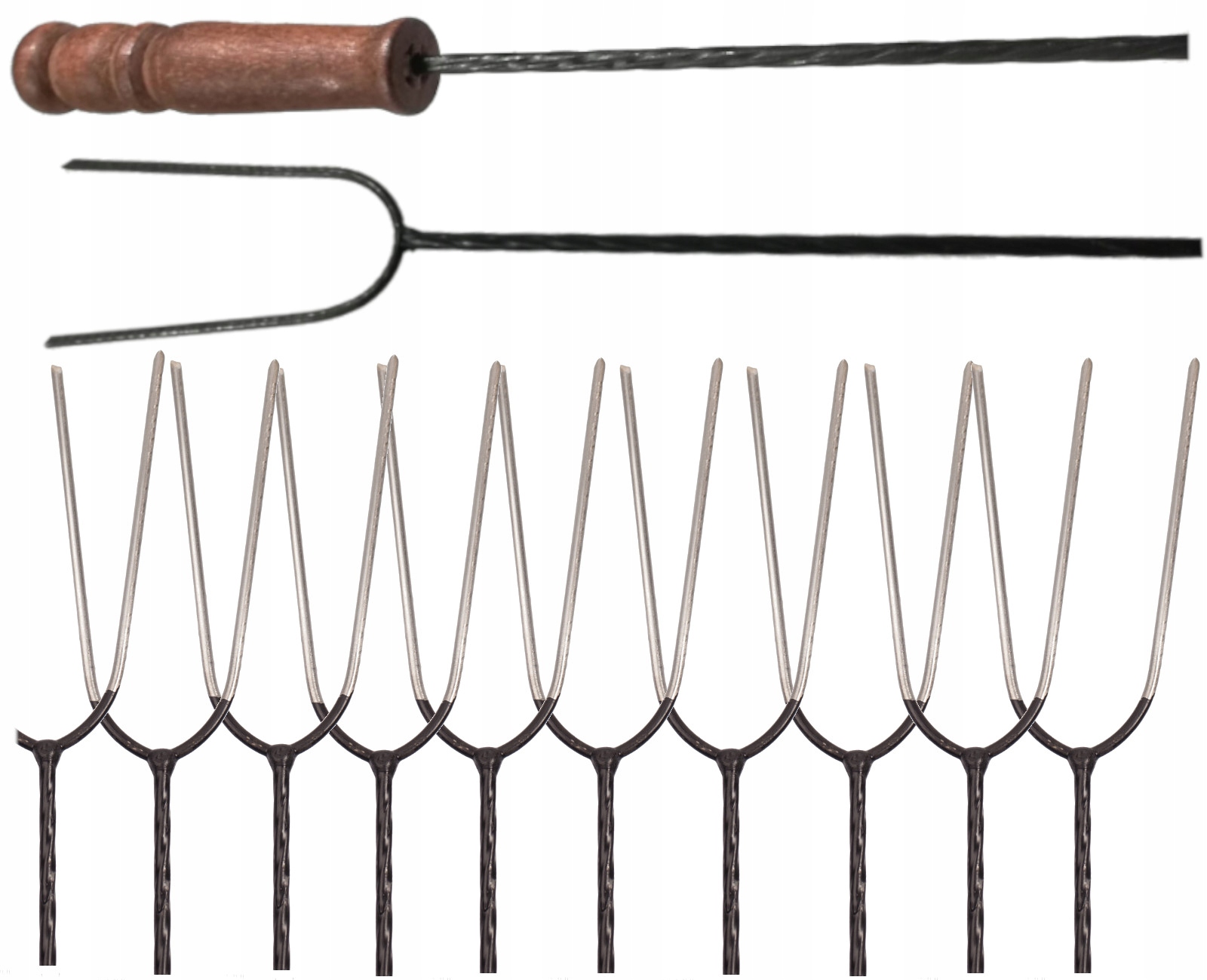KIJE DO KIEŁBAS NA OGNISKO 100cm 10szt SOLIDNE NA LATA POTRÓJNY OPLOT