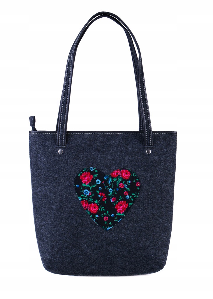 TORBA FILCOWA CIEMNOSZARA FOLKOWA SŁOWIAŃSKA MODA