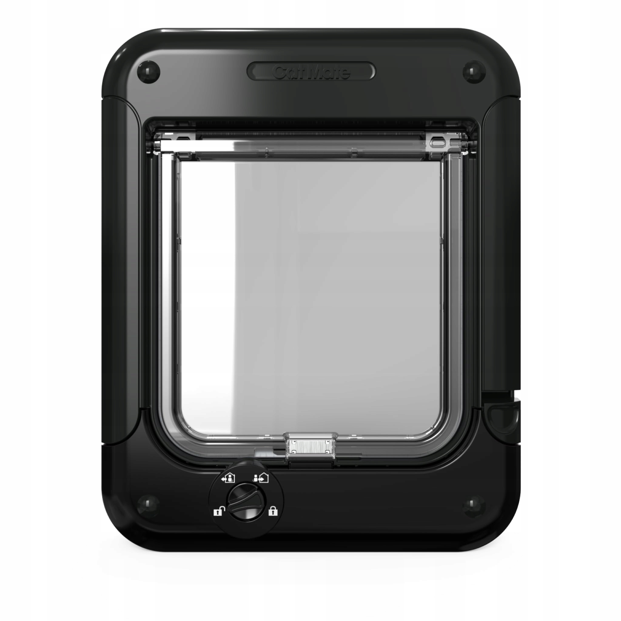 Levně Dvířka pro kočky Cat Mate střední, 4cestná, Upvc Sklo černé, dřevo