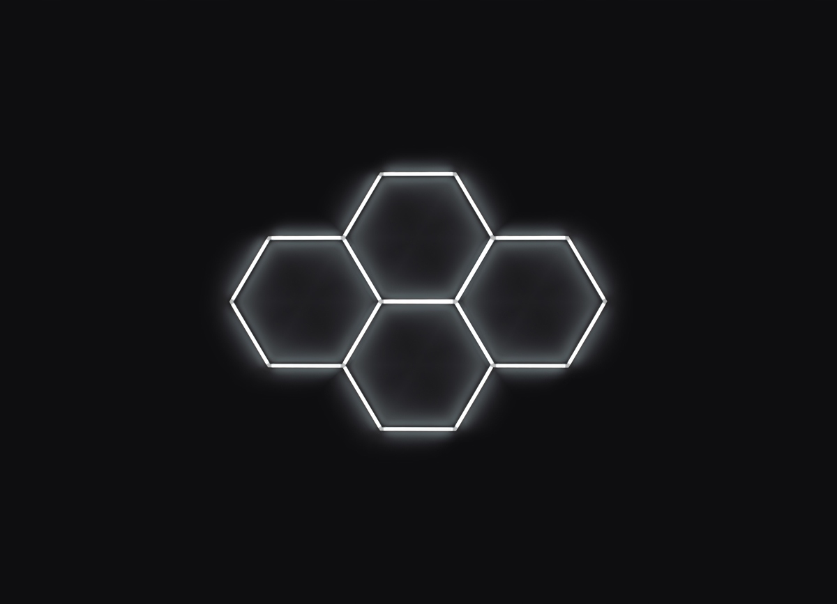 Escape6 Kompletné Led hexagónové svietidlo biele 6500 K, 4 elementy 241x168cm
