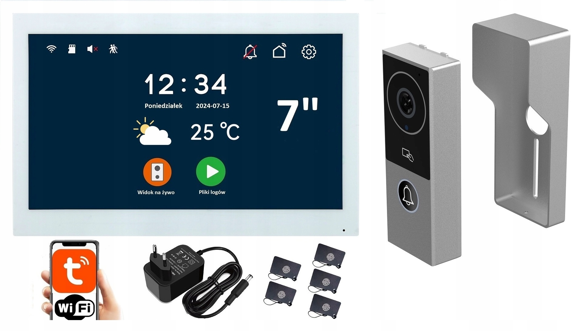 Reer Ips KW06 Wideodomofon Videodomofon 1080p Tuya 2 Żyłowy Pastylki 7"