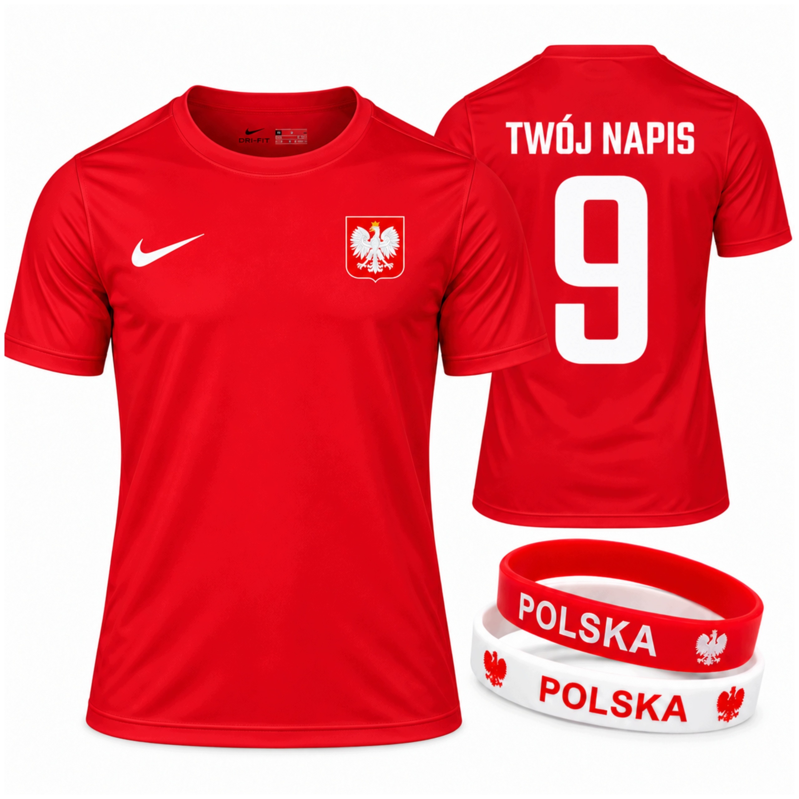 Nike Koszulka Kibica Polska Dziecięca M 137-147 CM Własny Nadruk 2x Opaska