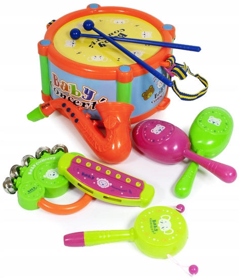 

Instrumenty Muzyczne bębenek marakas saksofon