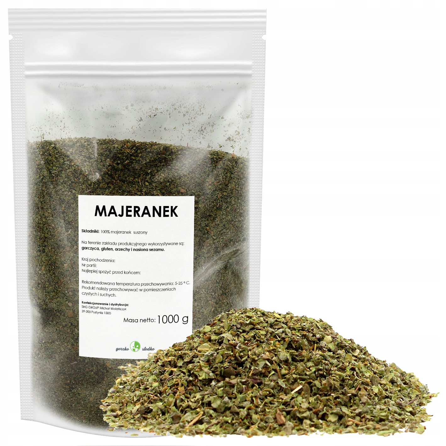 MAJERANEK aromatyczny suszony 1kg Waga 1000 g