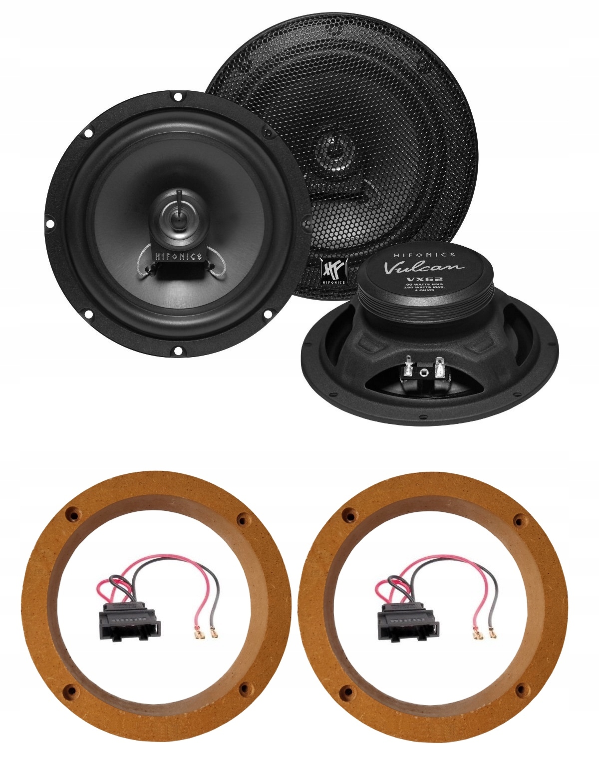 Automobilové reproduktory 165 mm HiFonics VX62 Vw Passat B5 Golf 4 Bora Predná Zadná Časť