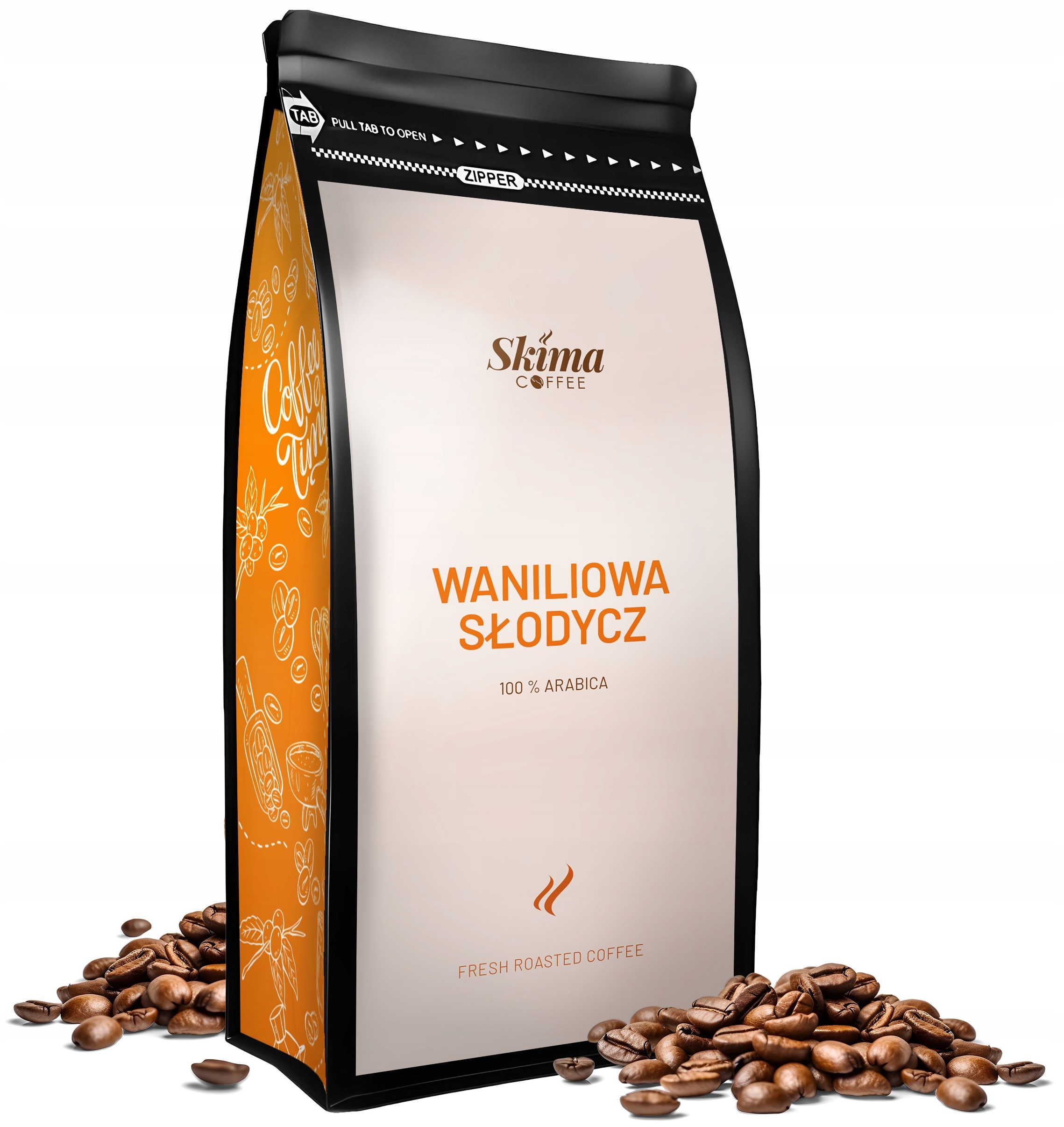 Káva zrnková 1kg Vanilková Sladkost 100% Arabica Čerstvá do kávovaru+BONUS