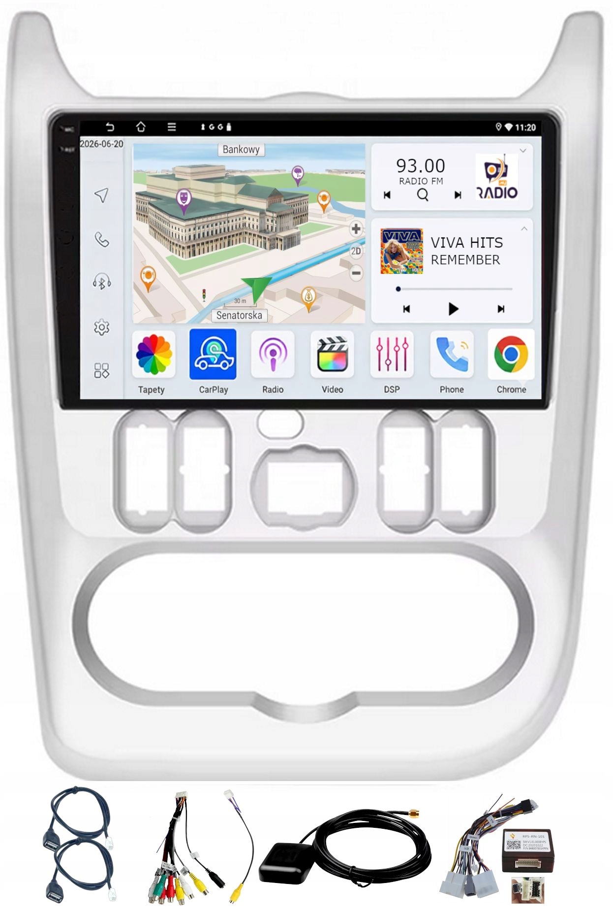 Rádio Navigácia Gps Android Dacia Logan 2009-2013 Carplay Wifi 4GB 64GB