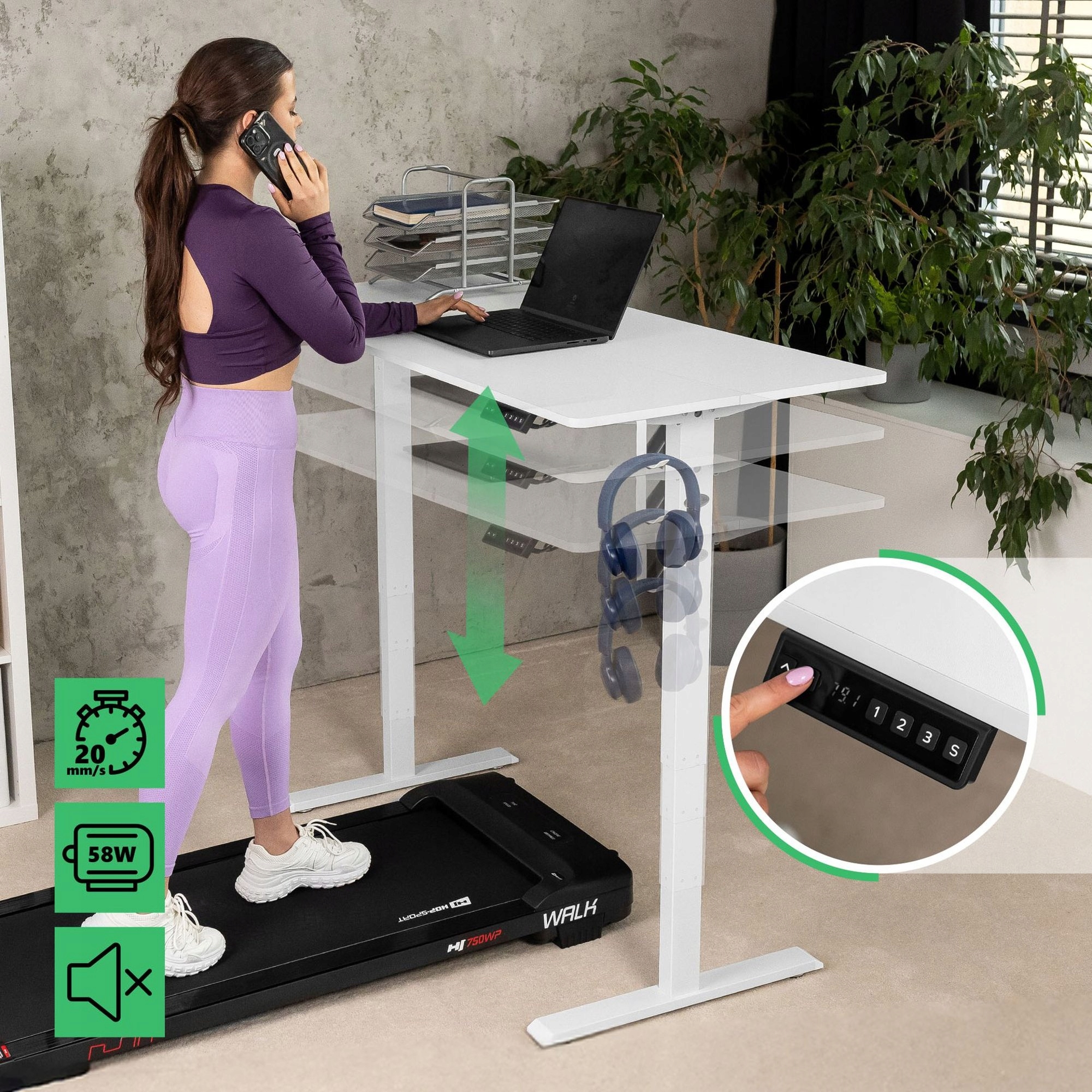 Biurko elektryczne gamingowe 140x80 regulacja wysokości panel sterowania Kolor mebla biały