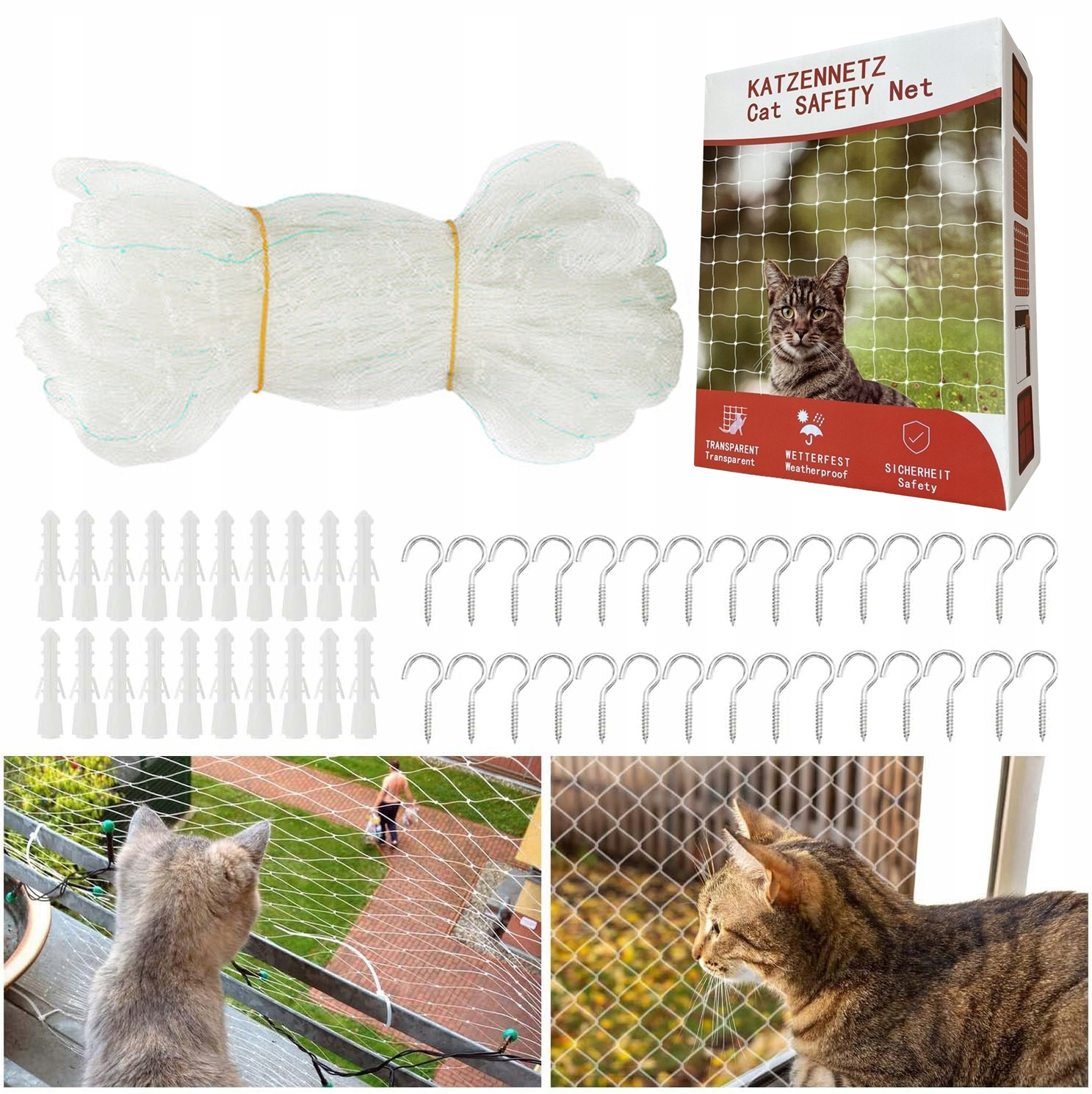 Levně Set Síťka Na Balkon Pro Kočky Bezpečné Kočky 8x3 m